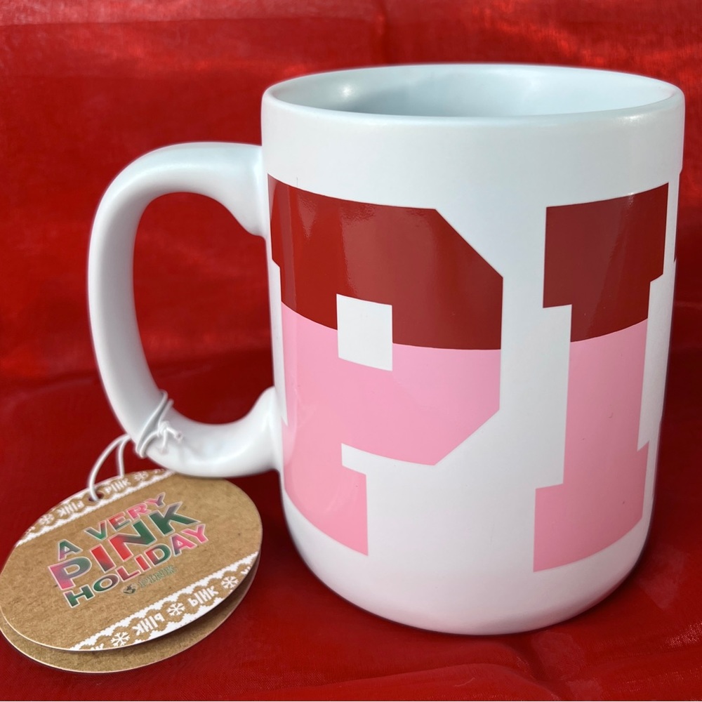 BIG PINK Coffee Mug 29.76 oz. "STAY COZY" Victoria's Secret Pink Red White